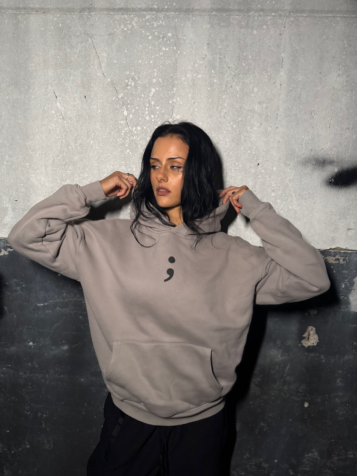 Hoodie Semikolon beige/taupe