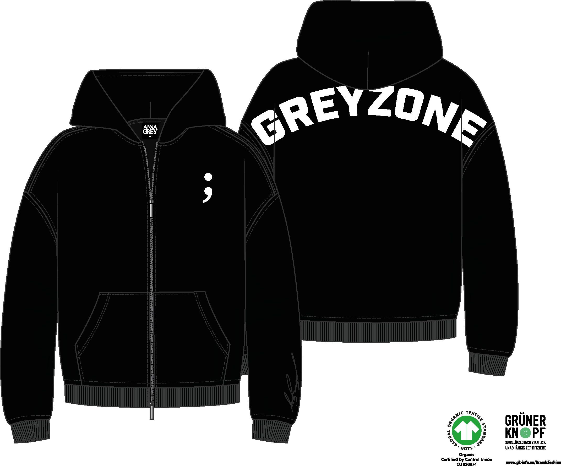 Sweatshirtjacke schwarz Semikolon