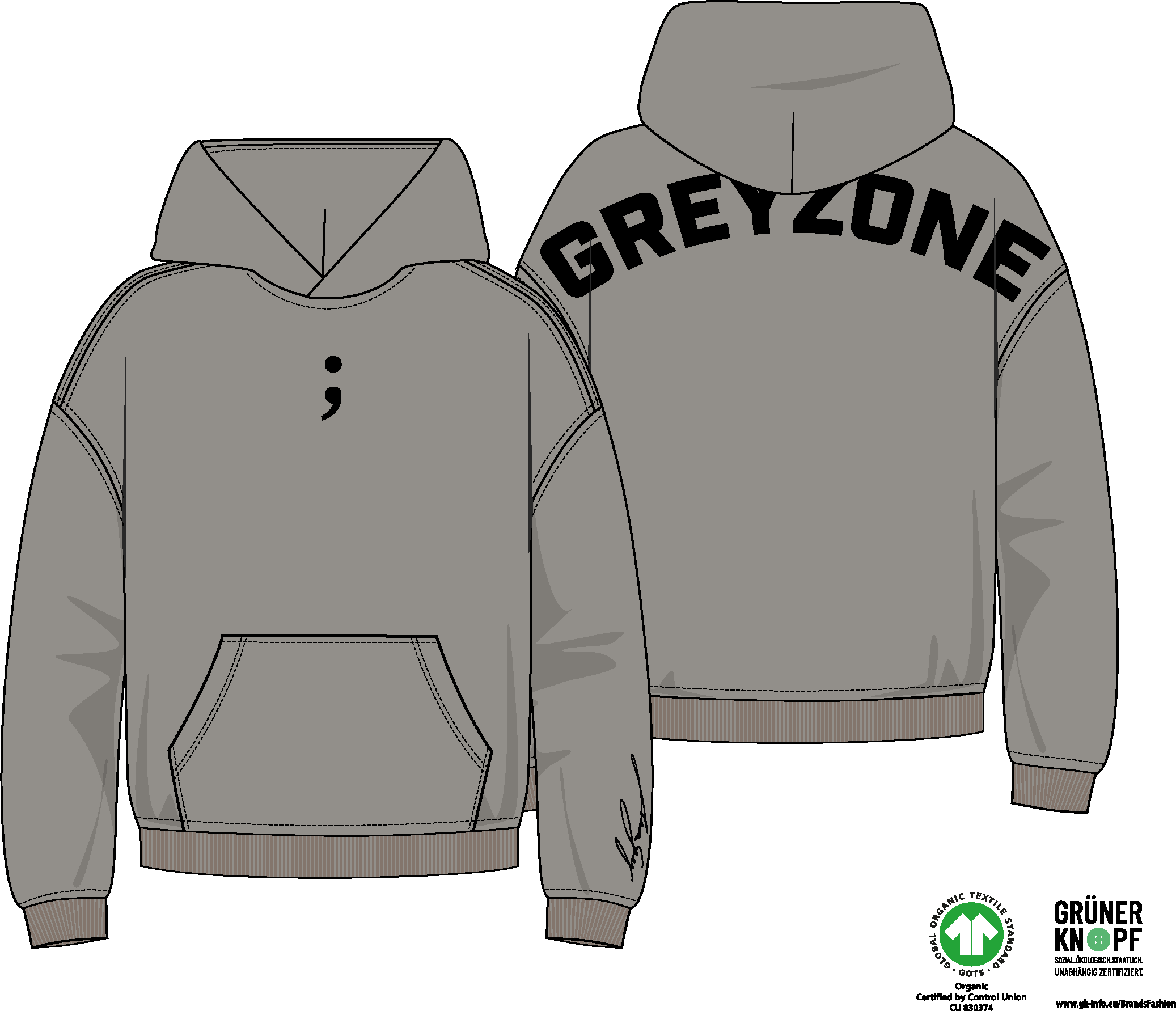 Hoodie Semikolon beige/taupe
