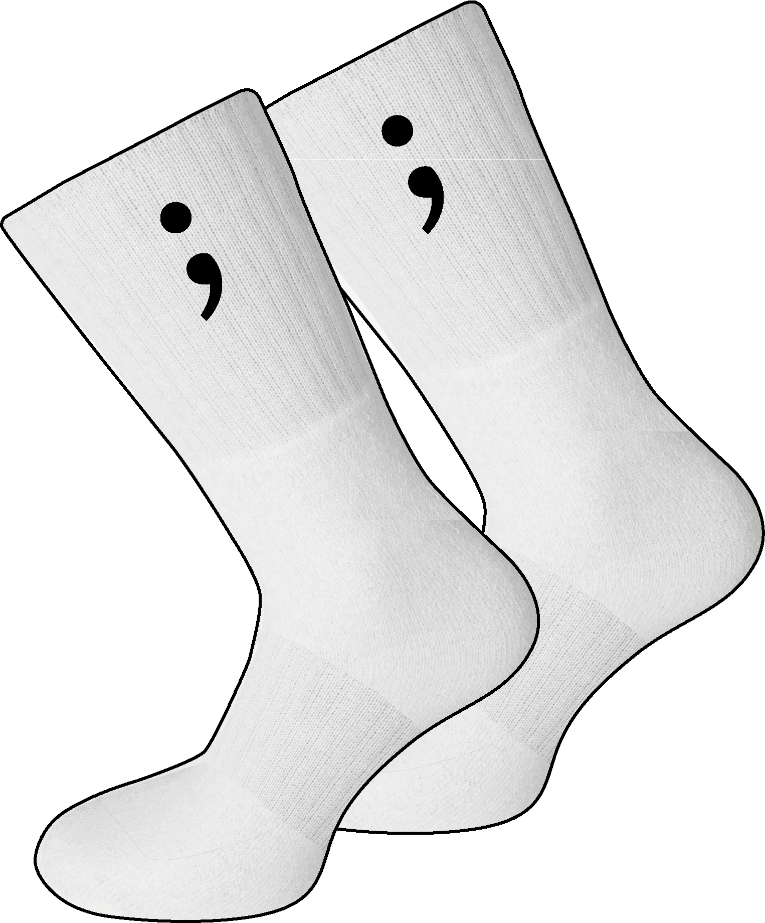 Socken weiß grey/semikolon 2er Pack