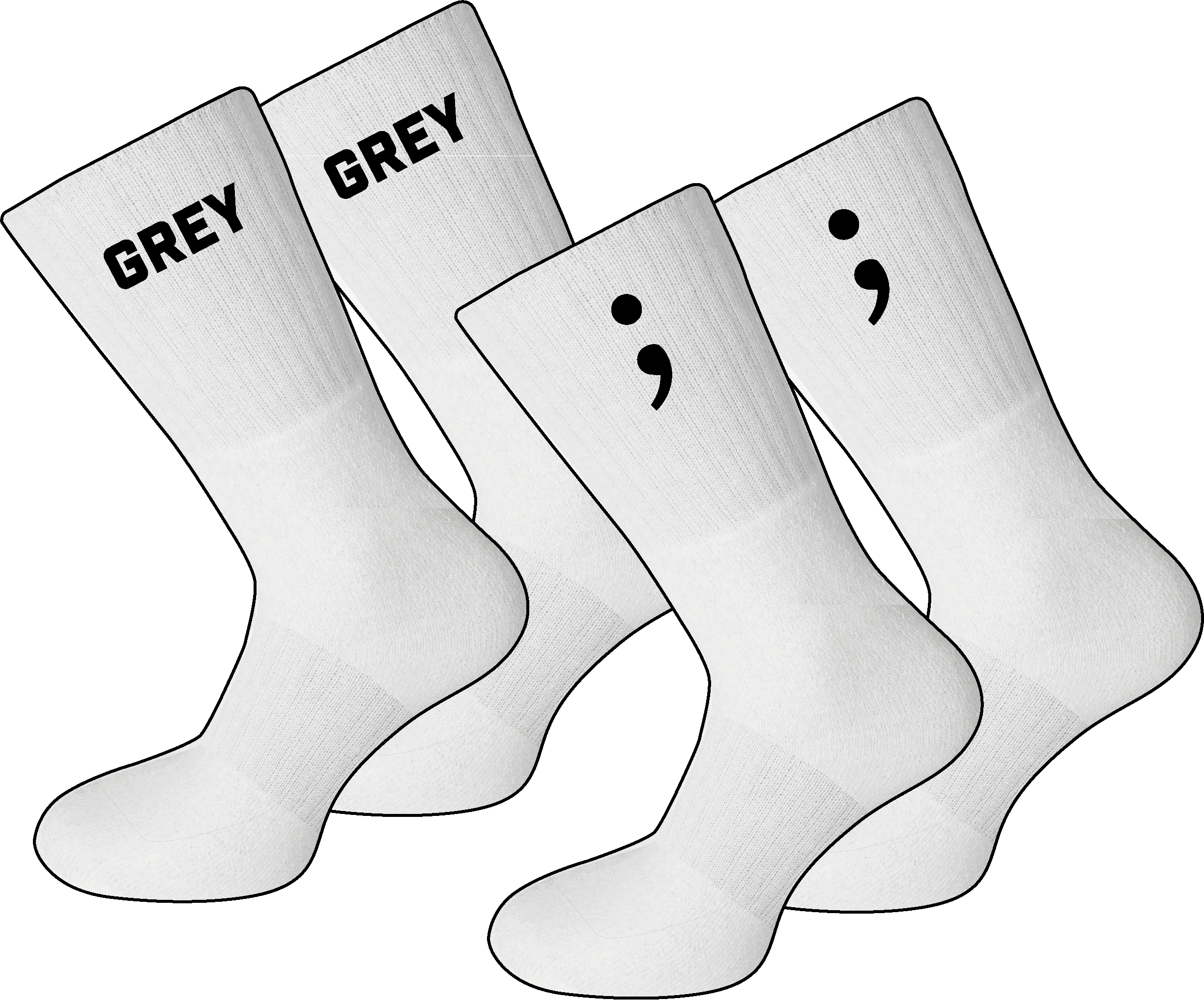 Socken weiß grey/semikolon 2er Pack